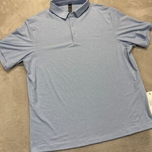 Lululemon Polo Shirt Men 2XL Light Blue Heathered Evolution Short Sleeve Stretch